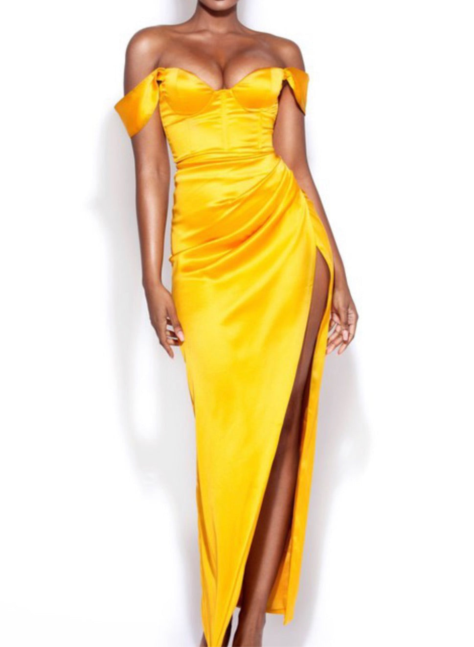 PRE-ORDER Belle Satin Corset Gown x Gold