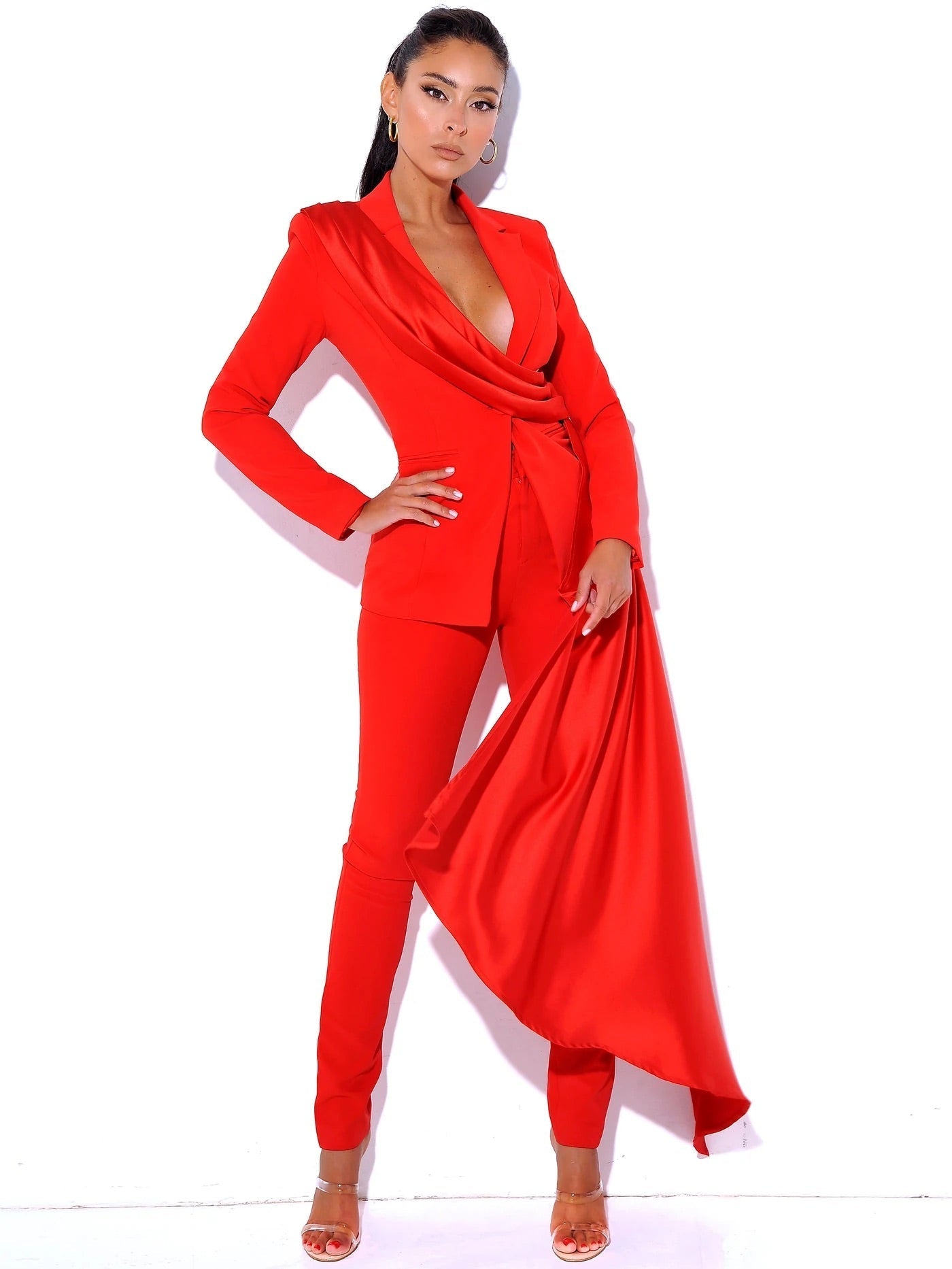 Giovanna Skinny Crepe Trousers x Red
