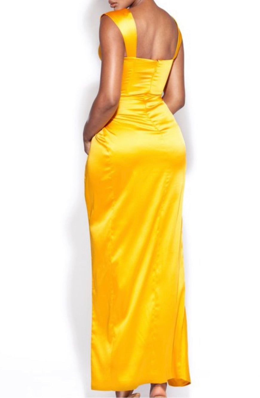 PRE-ORDER Belle Satin Corset Gown x Gold