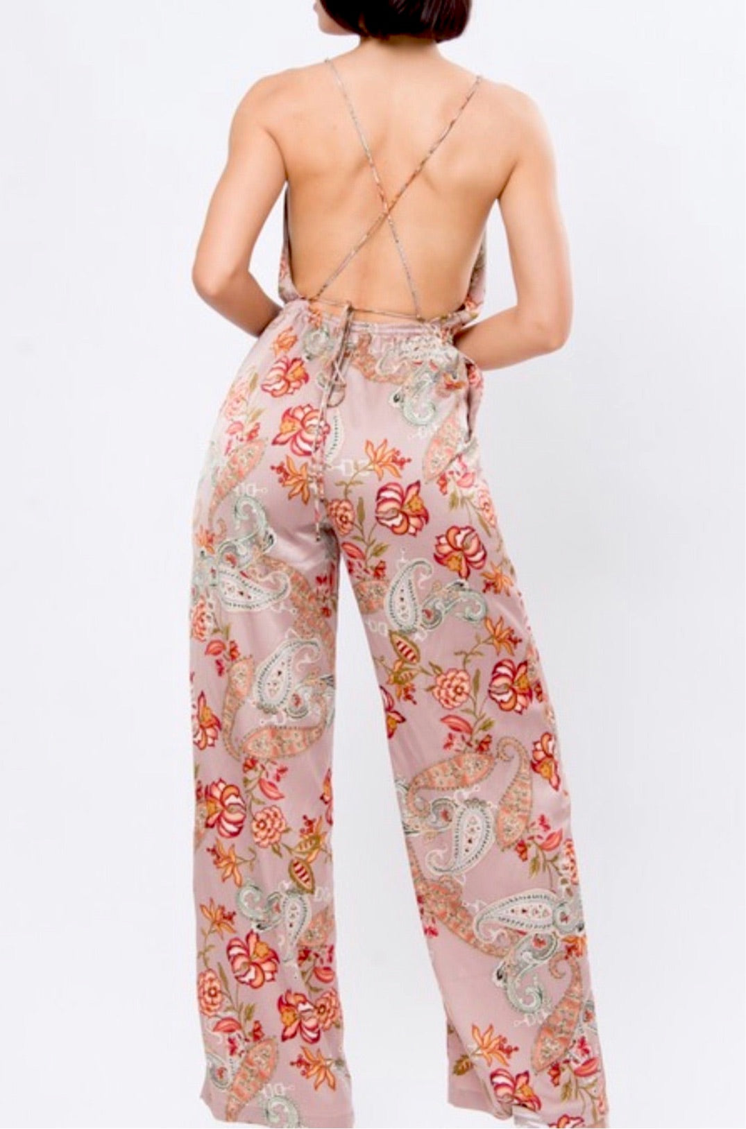 Aurora Satin Jumpsuit x Blush