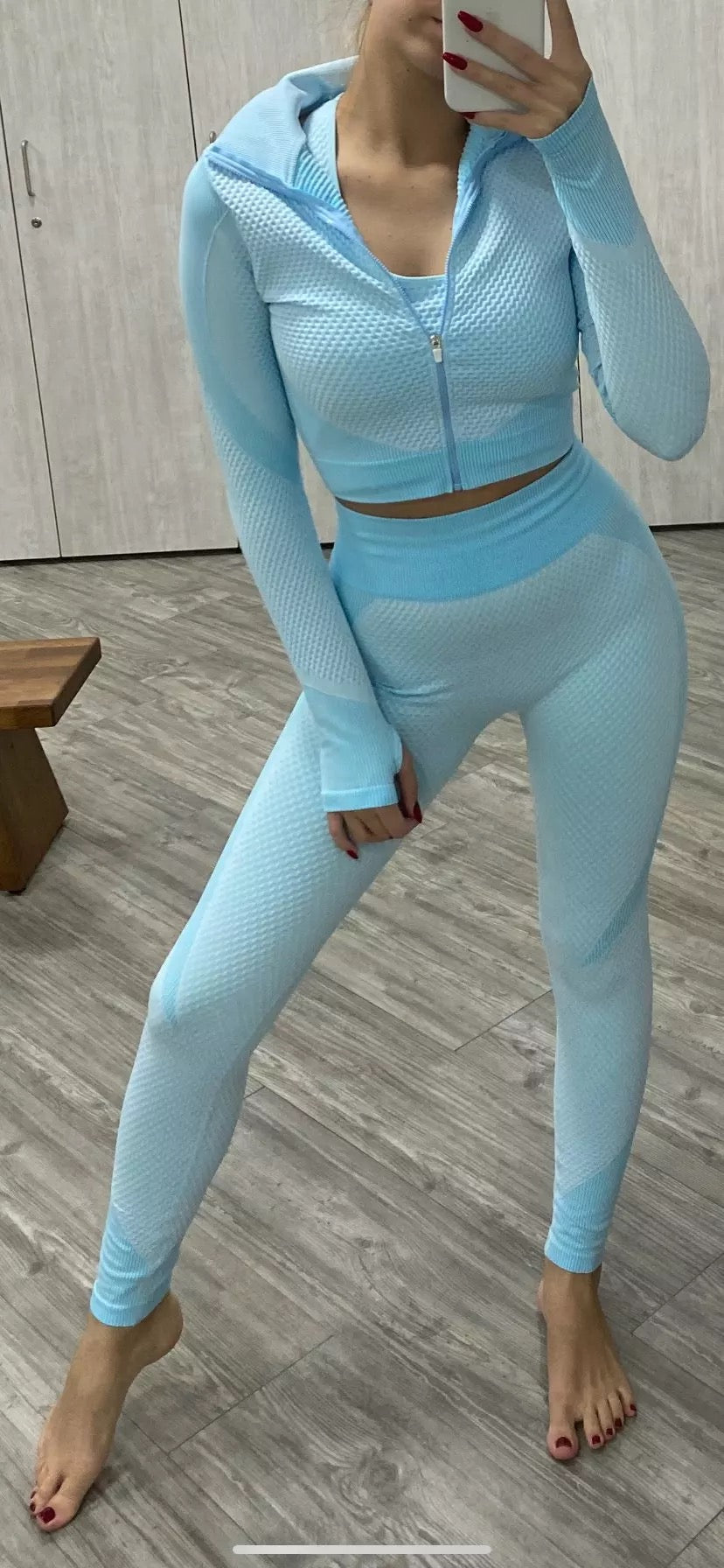 PRE-ORDER Trinity 3 Piece Seamless Fitness Set x Light Blue