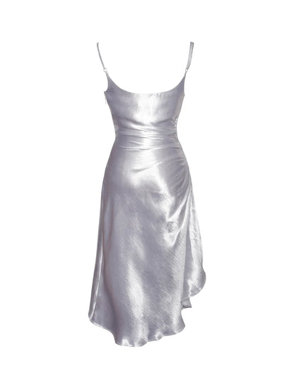 PRE-ORDER Celia Satin Side Slit Dress x Pearl