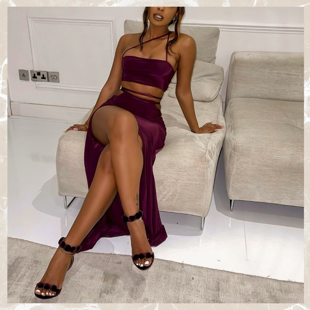 Elektra Skirt Co ord - Wine