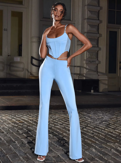 PRE-ORDERS Fulani Crystal Strap Corset Top x Powder Blue