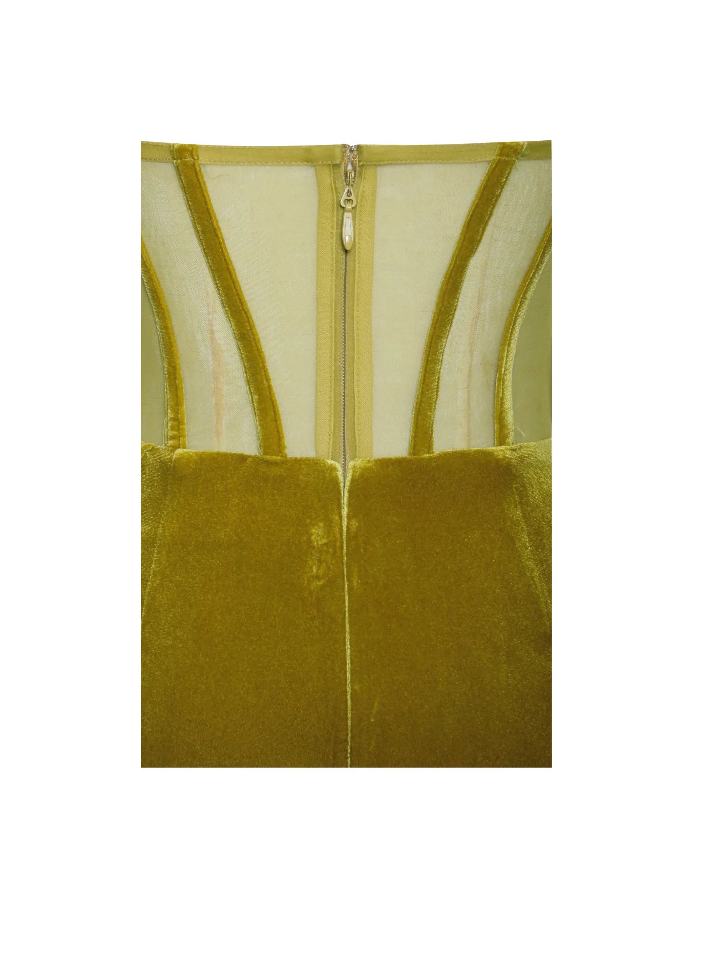 Catalina Gold Draping Corset High Slit Velvet Gown
