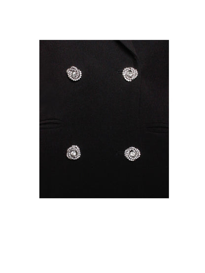 PRE-ORDER Isabella Feather Crystal Sleeve Backless Blazer Dress x Noir
