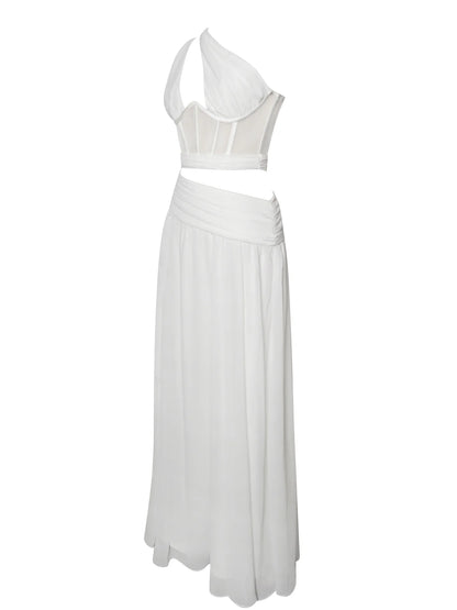 PRE-Order Athena One Shoulder Corset Gown x White