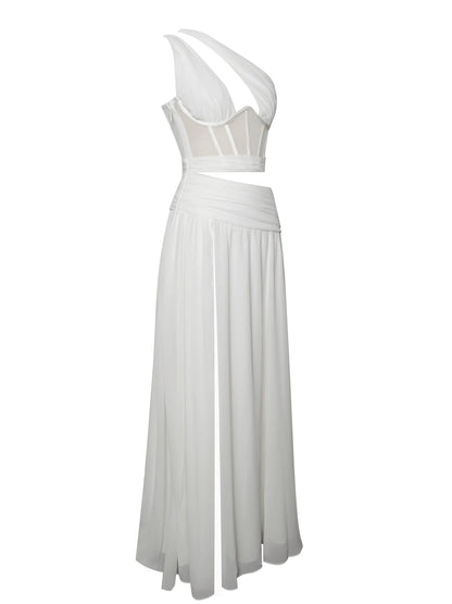 PRE-Order Athena One Shoulder Corset Gown x White
