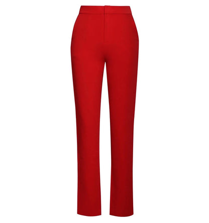 PRE-ORDER Giovanna Skinny Crepe Trousers x Red