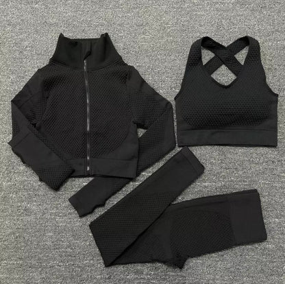 PRE-ORDER Trinity 3 Piece Seamless Fitness Set x Black