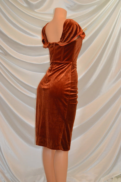 Gabriela Velvet Dress x Burnt Orange