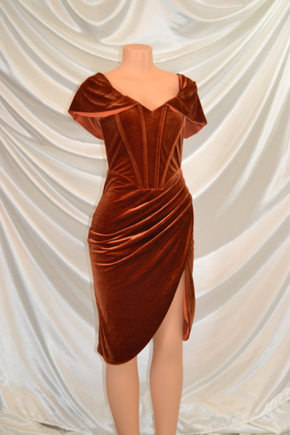 Gabriela Velvet Dress x Burnt Orange